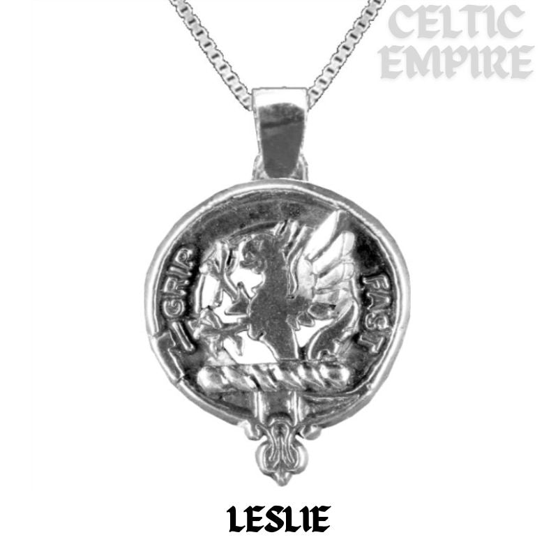 Leslie Large 1" Scottish Family Clan Crest Pendant - Sterling Silver