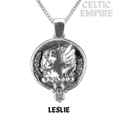 Leslie Large 1" Scottish Family Clan Crest Pendant - Sterling Silver