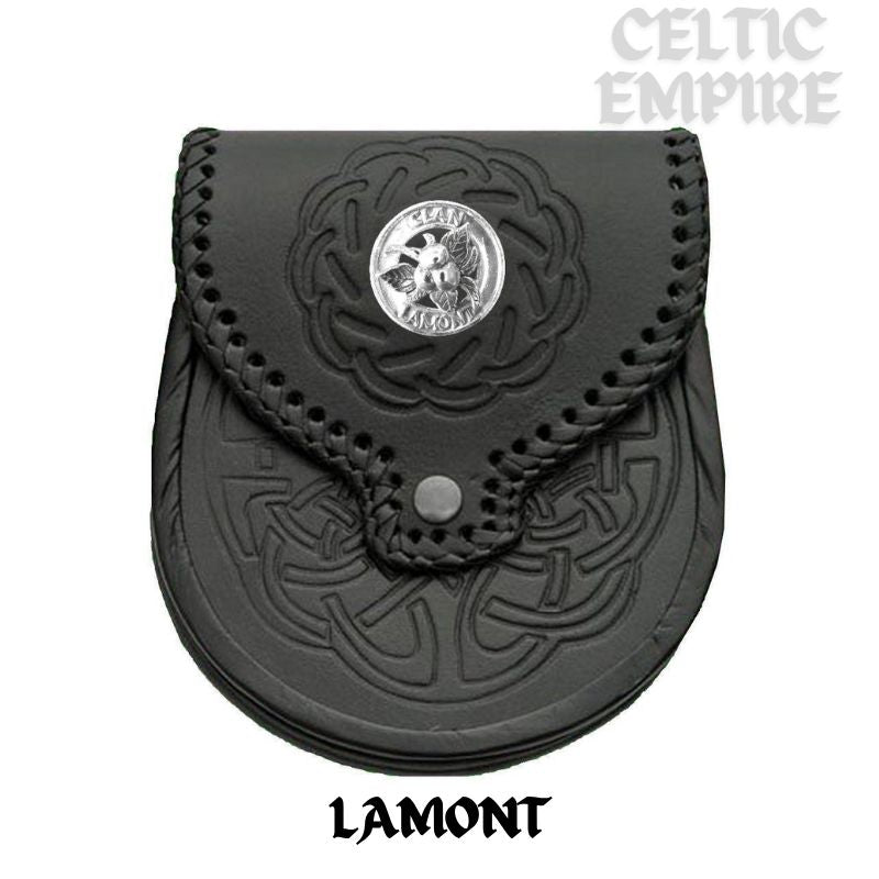 Lamont Crabapple Scottish Family Clan Badge Sporran, Leather