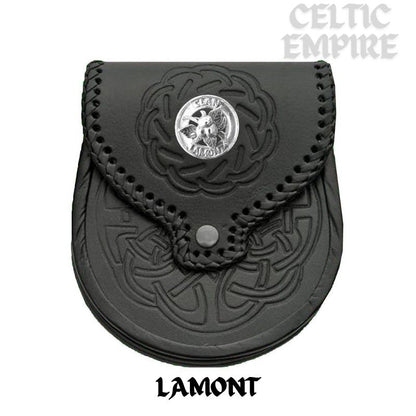 Lamont Crabapple Scottish Family Clan Badge Sporran, Leather