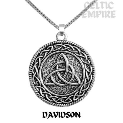 Davidson Family Clan Crest Celtic Interlace Disk Pendant, Scottish Family Crest