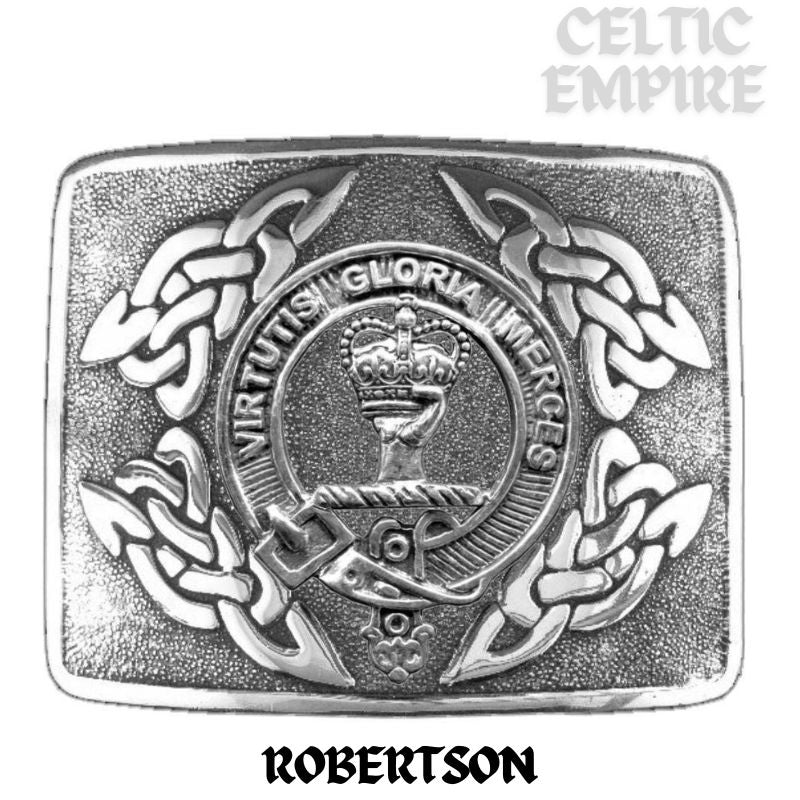 Robertson Family Clan Crest Interlace Kilt Belt Buckle