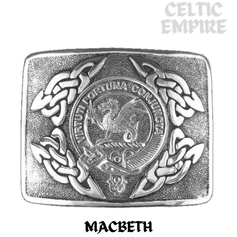 MacBeth Family Clan Crest Interlace Kilt Belt Buckle