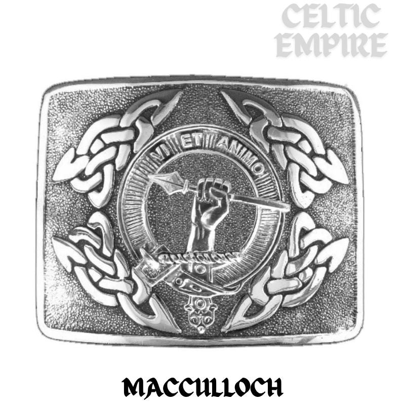 MacCulloch Family Clan Crest Interlace Kilt Belt Buckle