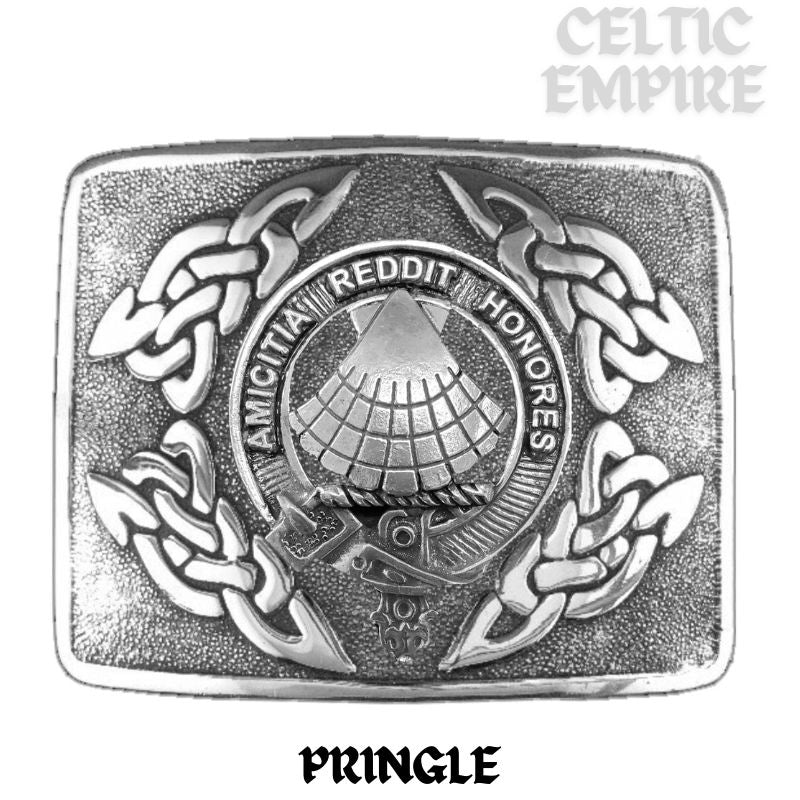 Pringle Family Clan Crest Interlace Kilt Belt Buckle