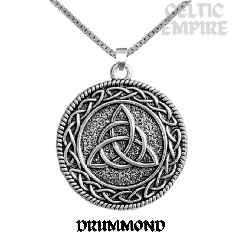 Drummond Family Clan Crest Celtic Interlace Disk Pendant, Scottish Family Crest