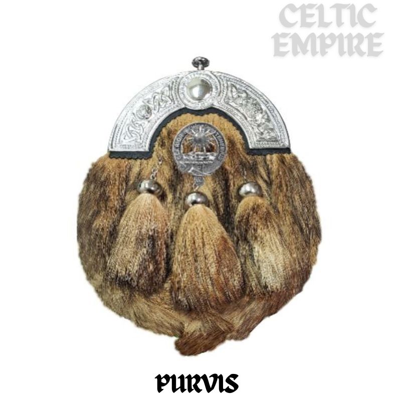 Purves Scottish Family Clan Crest Badge Dress Fur Sporran
