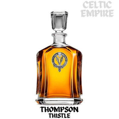 Thompson (Thistle) Family Clan Crest Badge Whiskey Decanter