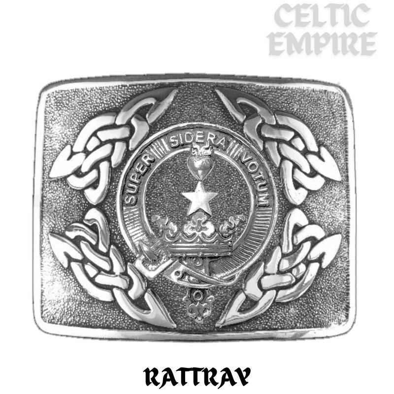 Rattray Family Clan Crest Interlace Kilt Belt Buckle