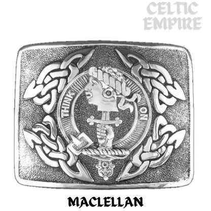 MacLellan Family Clan Crest Interlace Kilt Belt Buckle