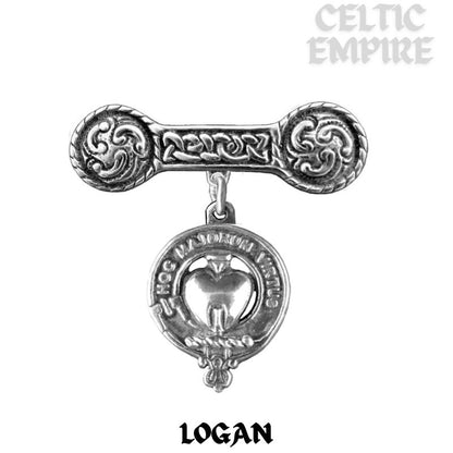 Logan Family Clan Crest Iona Bar Brooch - Sterling Silver