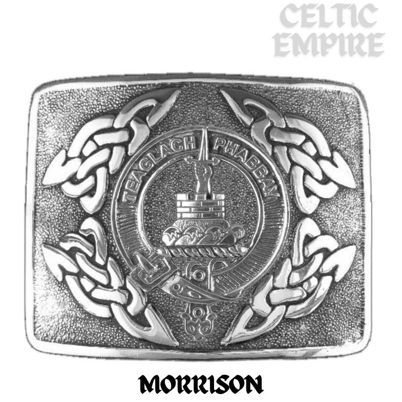 Morrison Family Clan Crest Interlace Kilt Belt Buckle