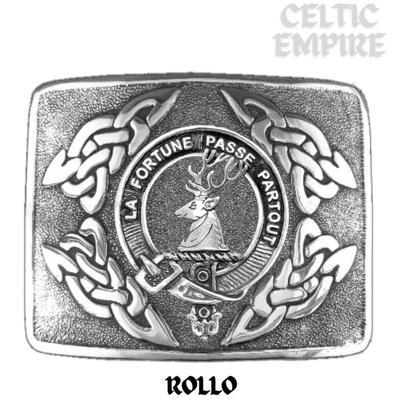 Rollo Family Clan Crest Interlace Kilt Belt Buckle