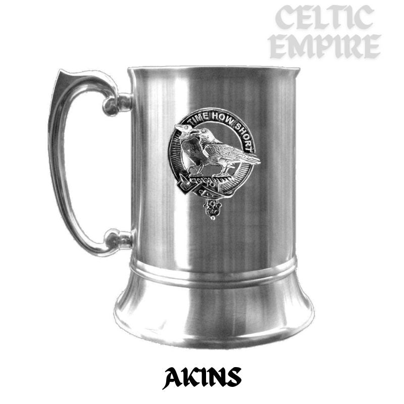 Akins Scottish Family Clan Crest Badge Tankard