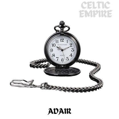 Adair Family Clan Crest  Black Pocket Watch