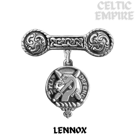 Lennox Family Clan Crest Iona Bar Brooch - Sterling Silver