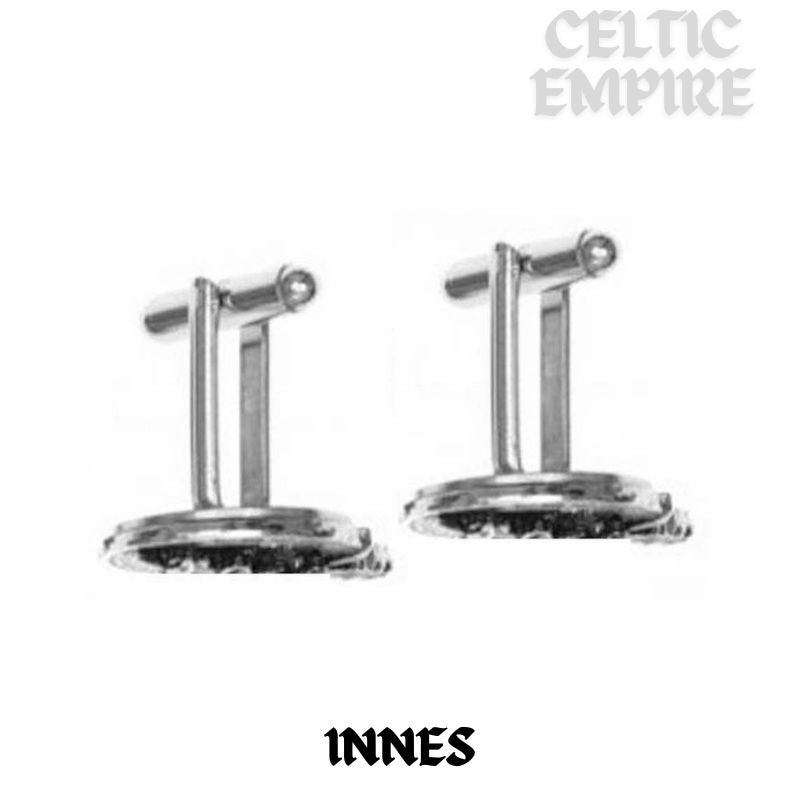Innes Family Clan Crest Scottish Cufflinks; Pewter, Sterling Silver and Karat Gold