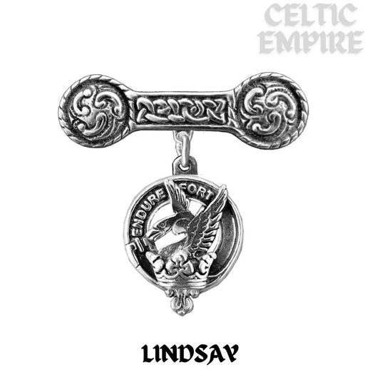 Lindsay Family Clan Crest Iona Bar Brooch - Sterling Silver