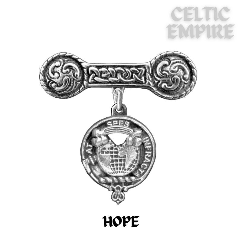 Hope Family Clan Crest Iona Bar Brooch - Sterling Silver