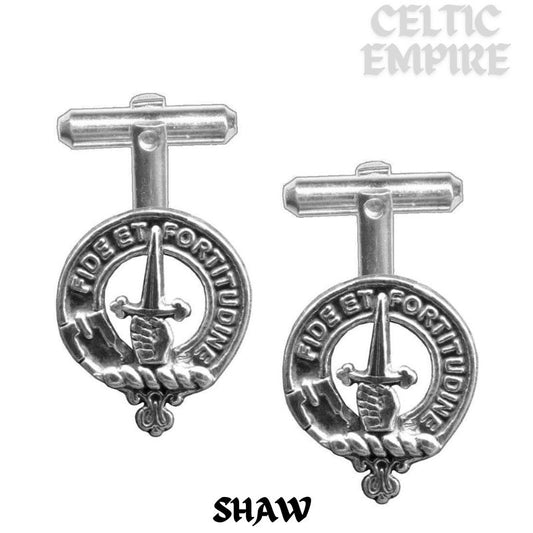 Shaw Family Clan Crest Scottish Cufflinks; Pewter, Sterling Silver and Karat Gold