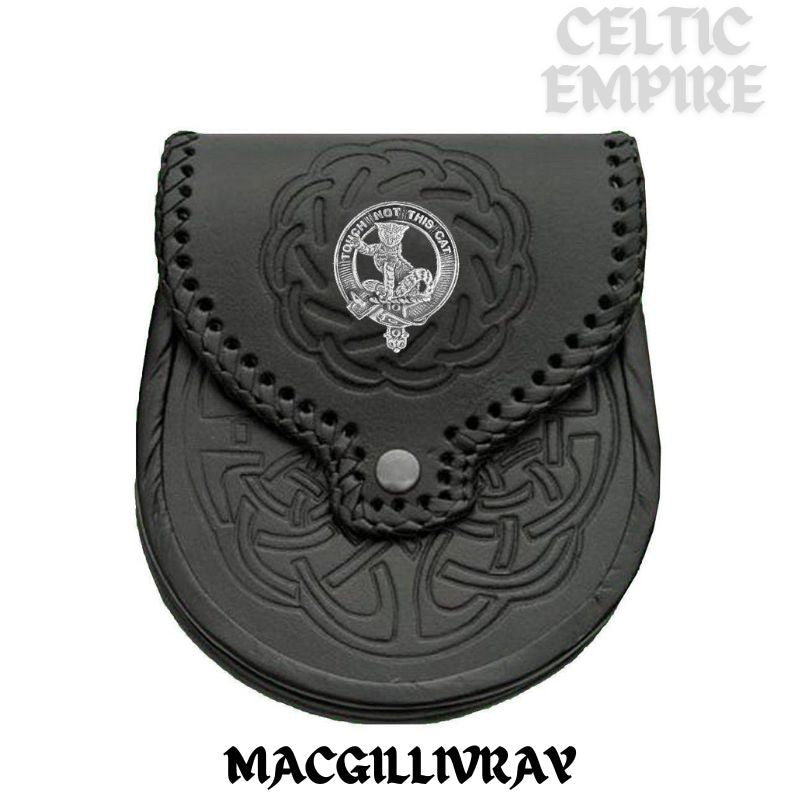 MacGillivray Scottish Family Clan Badge Sporran, Leather