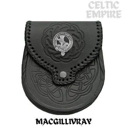 MacGillivray Scottish Family Clan Badge Sporran, Leather