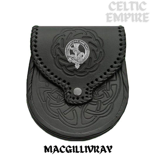MacGillivray Scottish Family Clan Badge Sporran, Leather