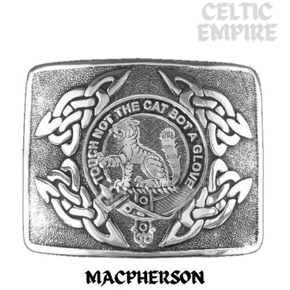 MacPherson Family Clan Crest Interlace Kilt Belt Buckle