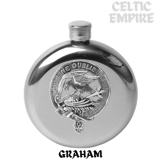 Graham 5oz Round Scottish Family Clan Crest Badge Stainless Steel Flask