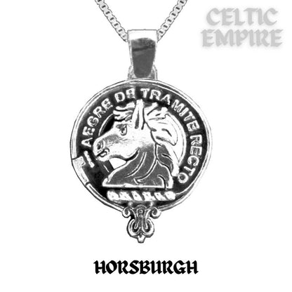 Horsburgh Large 1" Scottish Family Clan Crest Pendant - Sterling Silver