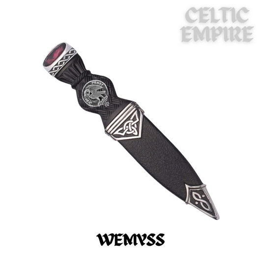 Wemyss Interlace Family Clan Crest Sgian Dubh, Scottish Knife