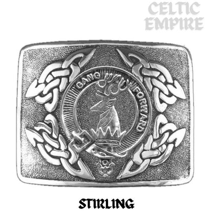 Stirling Family Clan Crest Interlace Kilt Belt Buckle