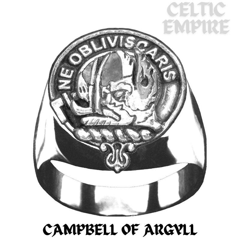 Campbell Argyll Scottish Family Clan Crest Ring  ~  Sterling Silver and Karat Gold
