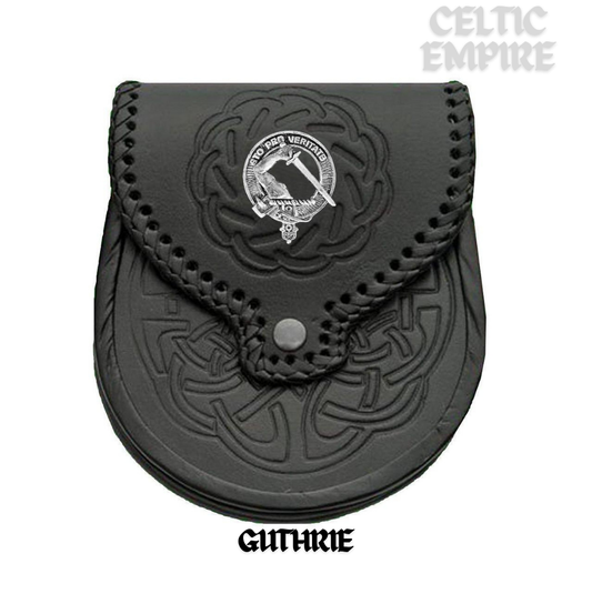 Guthrie Scottish Family Clan Badge Sporran, Leather