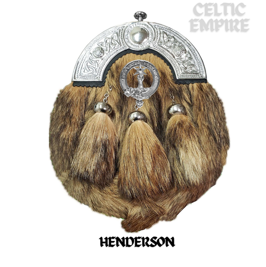 Henderson Scottish Family Clan Crest Badge Dress Fur Sporran