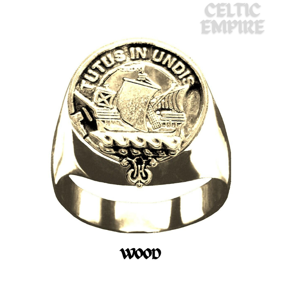 Wood Scottish Family Clan Crest Ring  ~  Sterling Silver and Karat Gold