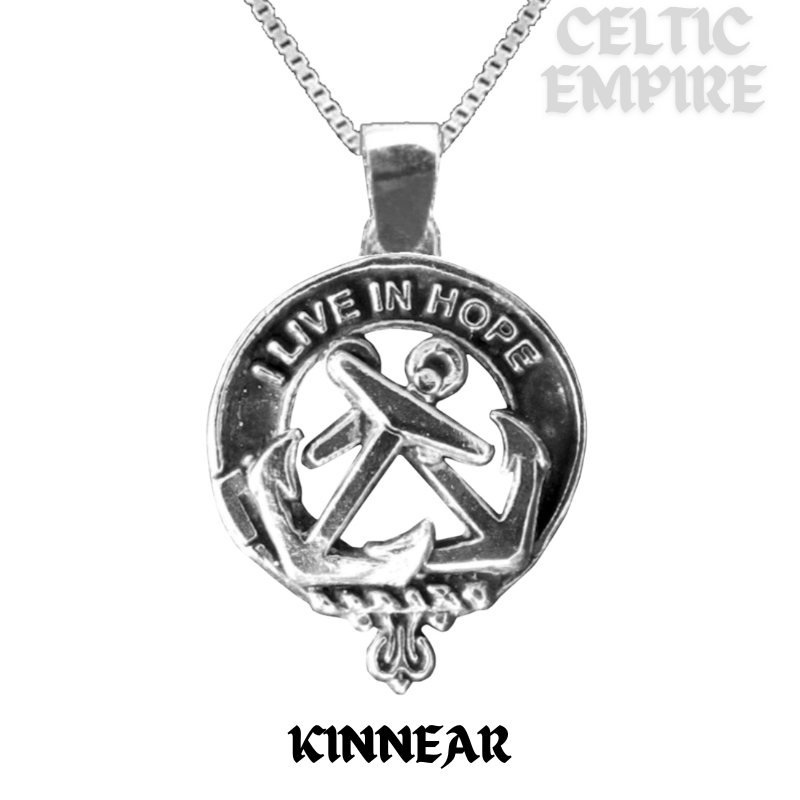 Kinnear Large 1" Scottish Family Clan Crest Pendant - Sterling Silver