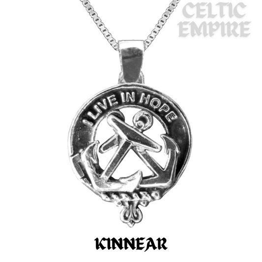 Kinnear Large 1" Scottish Family Clan Crest Pendant - Sterling Silver