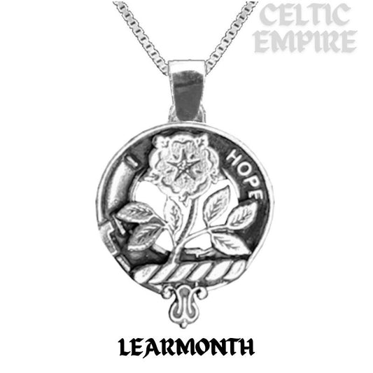 Learmonth Large 1" Scottish Family Clan Crest Pendant - Sterling Silver