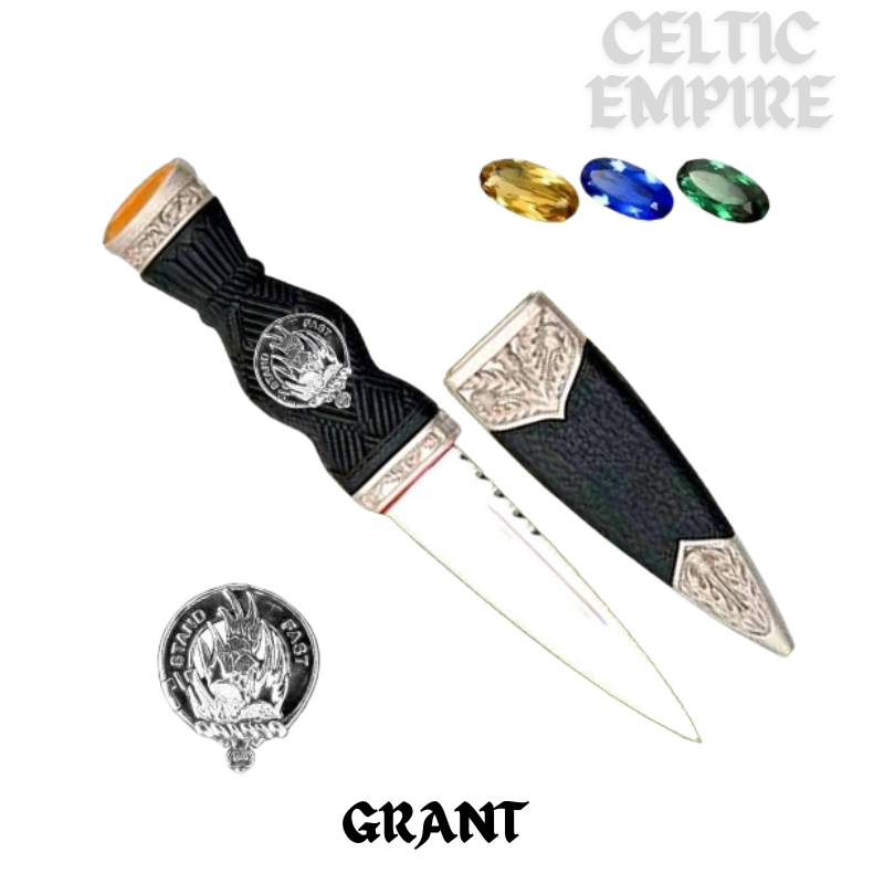 Grant Family Clan Crest Sgian Dubh, Scottish Knife