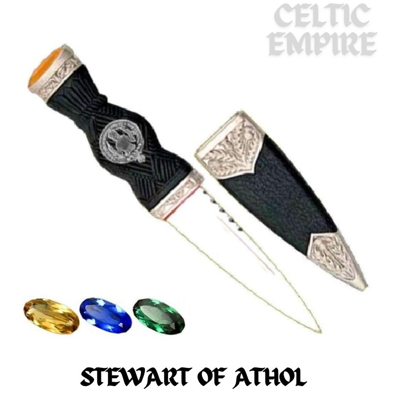 Stewart (Athol) Family Clan Crest Sgian Dubh, Scottish Knife