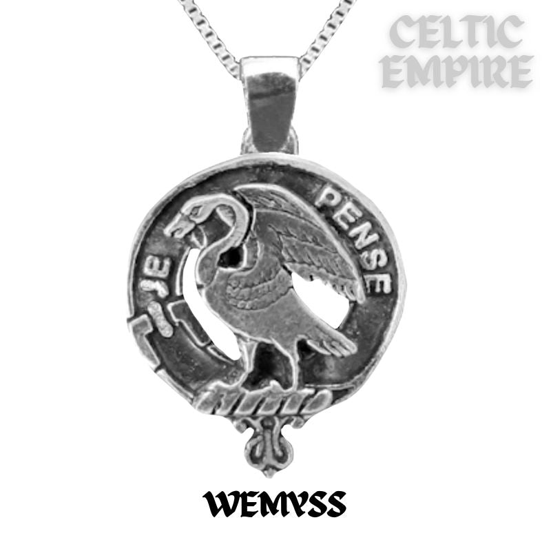 Wemyss Large 1" Scottish Family Clan Crest Pendant - Sterling Silver