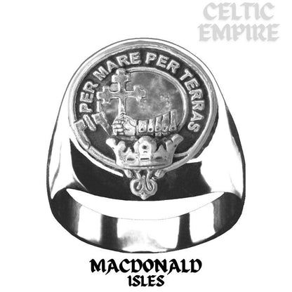 MacDonald Isles Scottish Family Clan Crest Ring Sterling Silver and Karat Gold