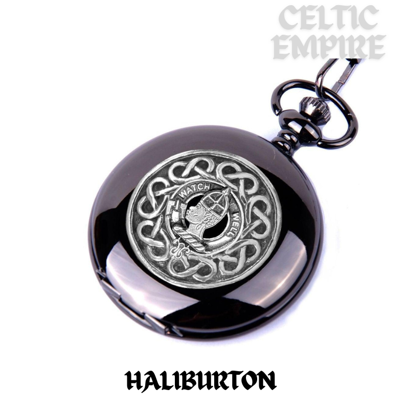 Haliburton Scottish Family Clan Crest Pocket Watch