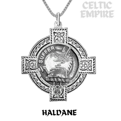 Haldane Family Clan Crest Celtic Cross Pendant Scottish