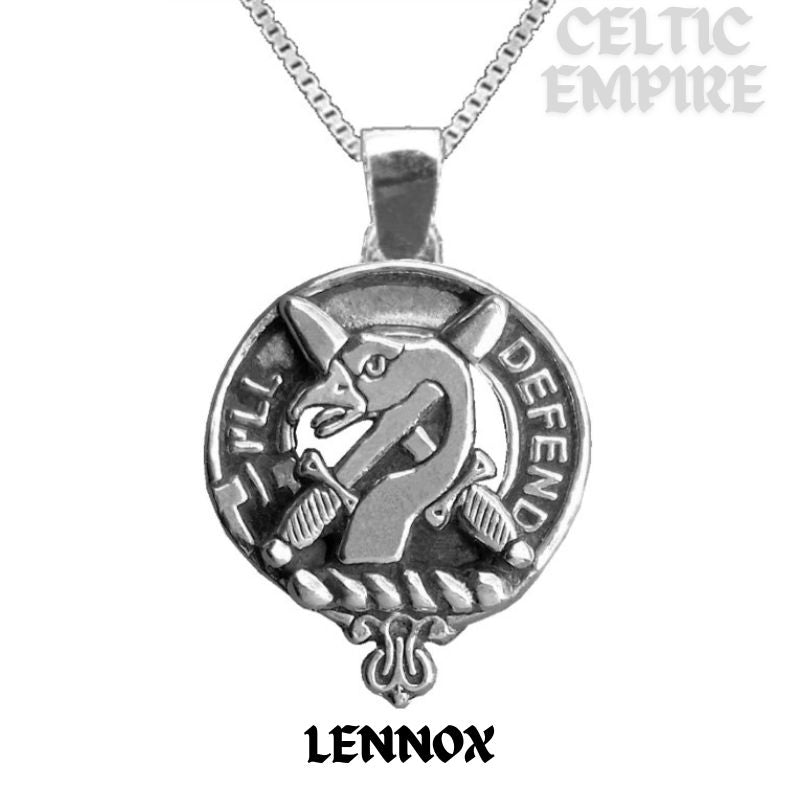 Lennox Large 1" Scottish Family Clan Crest Pendant - Sterling Silver