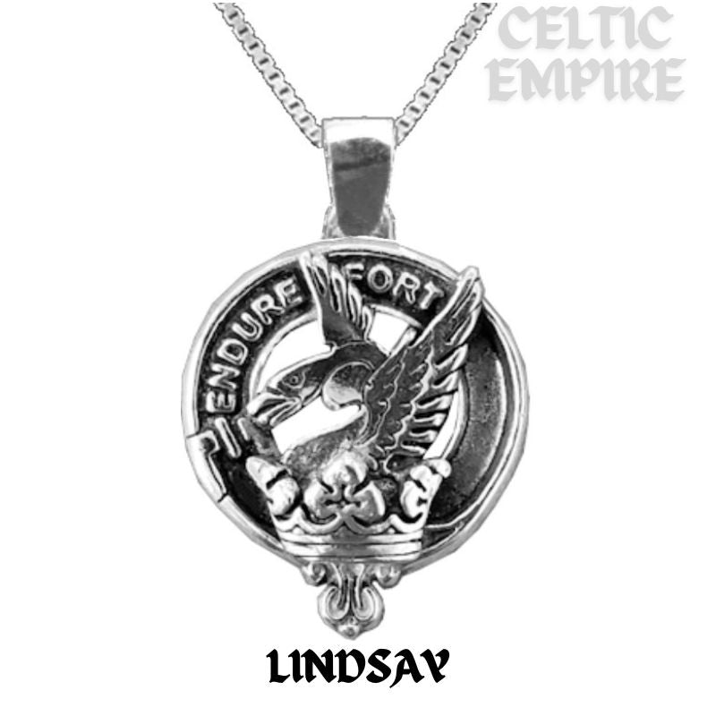 Lindsay Large 1" Scottish Family Clan Crest Pendant - Sterling Silver
