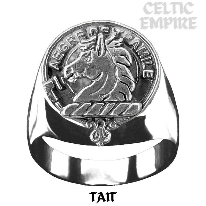 Tait Scottish Family Clan Crest Ring Sterling Silver and Karat Gold