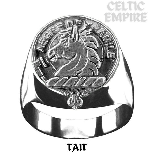 Tait Scottish Family Clan Crest Ring Sterling Silver and Karat Gold