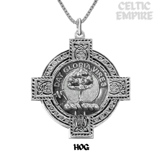 Hog Family Clan Crest Celtic Cross Pendant Scottish